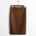 Women Midi Skirts Suede Solid 7 Colors Pencil Skirt Female Autumn Winter High Waist Bodycon Vintage Suede Split Stretchy SP012