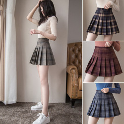 Women Mini Pleat Skirt Harajuku Preppy Style Plaid Skirts Cute Japanese School Uniforms Ladies Jupe Kawaii Skirt Saia Faldas