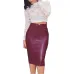 Women PU Leather Long Skirt Solid Color High Waist Slim Hip Pencil Skirts Vintage Bodycon Skirt Sexy Clubwear IU861775
