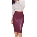 Women PU Leather Long Skirt Solid Color High Waist Slim Hip Pencil Skirts Vintage Bodycon Skirt Sexy Clubwear IU861775