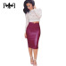 Women Pu Leather Skirt Autumn Streetwear Casual Office Work Wear Bodycon Pencil Skirt High Waist Long Velvet Skirts Women Jupe