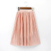 Women Silk Feeling Casual Skirt Summer Knee-length Pleated Skirts Saias Midi Faldas Retro Women Midi Skirt