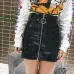 Women Skirt Casual Zip Faux Leather Pencil Bodycon Above Knee Mini Skirt Plus Size Faldas Mujer Jupe Femme