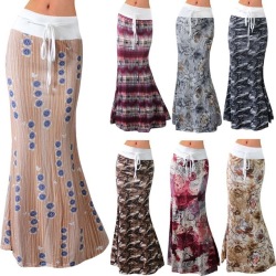 Women Summer Long Flower Skirt 2019 Faldas Largas Sexy Knit Pencil Skirt Womens Jupe Longue Bohemian Saia Longa Long Skirt