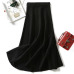 Women knitted long skirt winter warm sweater stripe A-line maxi skirts midi knit female bottoms casual swing skirt autumn black