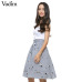 Women sweet birds print mid-calf striped skirts open stitch buttons design summer casual streetwear skirts BSQ476