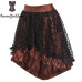 Women's Lace Steampunk Gothic Vintage Satin High Low Corset Skirt With Zipper Black/Brown 937#