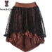 Women's Lace Steampunk Gothic Vintage Satin High Low Corset Skirt With Zipper Black/Brown 937#