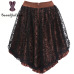 Women's Lace Steampunk Gothic Vintage Satin High Low Corset Skirt With Zipper Black/Brown 937#