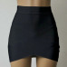 Women's Skirt Girls Mini Skirts Cross Irregular Hem Solid Color Skirt Fitted Women Clothes