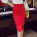 Women's Skirt High Waist Pencil Skirt Summer 2018 Fashion Women Knee Length Lace Patchwork Lady Formal Work Skirts Plus Size