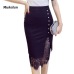 Women's Skirt High Waist Pencil Skirt Summer 2018 Fashion Women Knee Length Lace Patchwork Lady Formal Work Skirts Plus Size