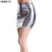 YRRETY New Short Faux Leather Skirts Women 2019 Sexy Slim Thin Package Hip High Waist Pencil Skirt Silver Gray Black Plus Size