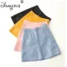 Yuuyiwa A-Line Above Knee Mini PU Women Skirts Jupe Femme Faldas Mujer Women's new A word Faux leather skirt