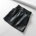 Yuuyiwa Women's double pocket elastic waist PU Faux leather skirt A-Line Above Knee Mini Women Skirts Jupe Femme Faldas Mujer