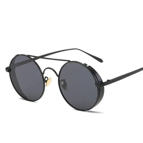 Steampunk Round Glasses For Men Polarized Mirror Uv400 High Quality Retro Driving Shades Women's Sunglasses Vintage Polar Brand