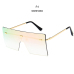 Unisex Fashion 2019 Oversized Square Rimless Sunglasses Women Brand Designer Flat top Big  Sun Glasses Travel Gradient UV400