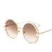 COOLSIR Brand Sunglasses Women Luxury Pearl Sunglasses Vintage Round Sun Glasses Shades for Women Gold Metal Oculos UV400