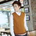 100% Cotton Vest Men 2018 Autumn Winter New Classic V-neck Sleeveless Sweater Cotton Knitwear Pull Men Brand base top Clothing