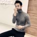 2018 Autumn New Men's Turtleneck Sweaters Male Black Gray Sexy Slim Fit Knitted Pullovers Solid Color Casual Sweaters Knitwear