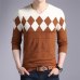 2018 Cashmere Wool Sweater Men Autumn Winter Slim Fit Pullovers Men Argyle Pattern V-Neck Pull Homme Christmas Sweaters