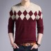 2018 Cashmere Wool Sweater Men Autumn Winter Slim Fit Pullovers Men Argyle Pattern V-Neck Pull Homme Christmas Sweaters