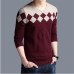 2018 Cashmere Wool Sweater Men Autumn Winter Slim Fit Pullovers Men Argyle Pattern V-Neck Pull Homme Christmas Sweaters