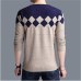 2018 Cashmere Wool Sweater Men Autumn Winter Slim Fit Pullovers Men Argyle Pattern V-Neck Pull Homme Christmas Sweaters