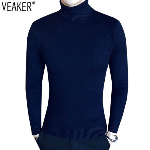 2018 New Men's Turtleneck Pullover Sweaters Male Autumn Slim Fit Turtleneck Sweater Red Black White Knitted Pullovers