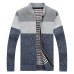 2019 Autumn New Men's Thick Sweatercoat Striped Stand Collar Zipper Sweater coat Outerwear Winter Fleece Cashmere Liner Sweaters