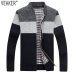 2019 Autumn New Men's Thick Sweatercoat Striped Stand Collar Zipper Sweater coat Outerwear Winter Fleece Cashmere Liner Sweaters