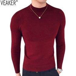 2019 Autumn New Men's Turtleneck  Sweaters Pullover Male Solid Color Slim Fit Turtleneck Sweater Tops Knitted Pullovers S-2XL