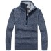 2019 Autumn Winter New Men's Zipper Sweater Pullovers Stand Collar Slim Fit Thick Sweaters Male Solid Color Knitted Pullover 3XL