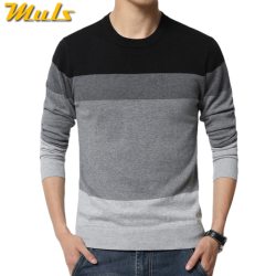 2019 Brand MuLS 100% Cotton Mens Sweaters Striped Sweaters Male Pullover Jersey Man Autumn Winter Knitwears Fashion Jumpers Boy