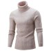 2019 High Quality Warm Turtleneck Sweater Men Fashion Solid Knitted Mens Sweaters Casual Slim Pullover Male Double Collar Tops