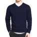 2019 Mens Pullovers Sweaters Basic Style V neck Sweater Cotton Knitted Jumpers Solid Male Knitwear Navy Red Black Plus Size 4XL