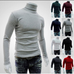 2019 New Autumn Winter Men'S Sweater Men'S Turtleneck Solid Color Casual Sweater Men's Slim Fit Brand Knitted Pullovers M-XXL