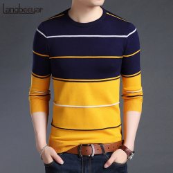 2019 New Fashion Brand Sweater Mens Pullover Striped Slim Fit Jumpers Knitred Woolen Autumn Korean Style Casual Men Clothes