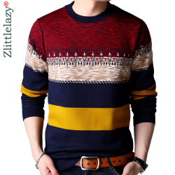 2019 brand casual autumn winter warm pullover knitted striped male sweater men dress thick mens sweaters jersey clothing 41200