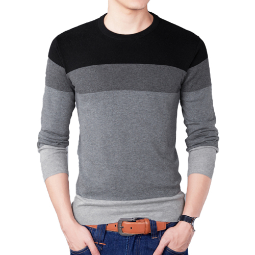 Autumn Fashion Brand Casual Sweater O-Neck Striped Slim Fit Mens Sweaters Pullovers Men Pull Homme Contrast Color Knitwear 2019