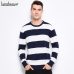 Autumn Winter Fashion Brand Clothing Men Knitted Sweater Thick Stripes Slim Fit Pullover Men 100% Cotton O-Neck Sweaters For Men