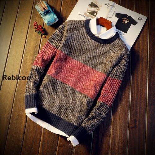 Autumn Winter Sweater Men's Round Neck Solid Color Turtleneck Sweater Men's Youth Trend New Slim Long Sleeve Sweater