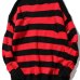 Black Red Striped Hole Knit Sweaters Autumn Winter Sweater Fashion Long Paragraph Oversized Jumpers Men Women All-match Clothing