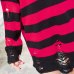 Black Red Striped Hole Knit Sweaters Autumn Winter Sweater Fashion Long Paragraph Oversized Jumpers Men Women All-match Clothing