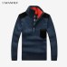 CARANFIER 3PC SNew 2019 Mens Sweaters Thick Warm Winter Zipper Pullover Cashmere Wool Sweater Men Knitwear Homme Plus Size 3XL