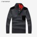 CARANFIER 3PC SNew 2019 Mens Sweaters Thick Warm Winter Zipper Pullover Cashmere Wool Sweater Men Knitwear Homme Plus Size 3XL