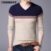 COODRONY 2019 Autumn Winter Warm Wool Sweaters Casual Hit Color  Patchwork V-neck Pullover Men Brand Slim Fit Cotton Sweater 155