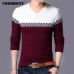 COODRONY 2019 Autumn Winter Warm Wool Sweaters Casual Hit Color  Patchwork V-neck Pullover Men Brand Slim Fit Cotton Sweater 155