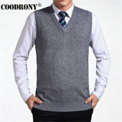 COODRONY 2019 New Arrival Solid Color Sweater Vest Men Cashmere Sweaters Wool Pullover Men Brand V-Neck Sleeveless Jersey Hombre