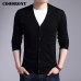 COODRONY Cardigan Men 2019 Autumn Winter Soft Warm Cashmere Wool Sweater Men Pure Color Classic Casual V-Neck Cardigans Top 7402